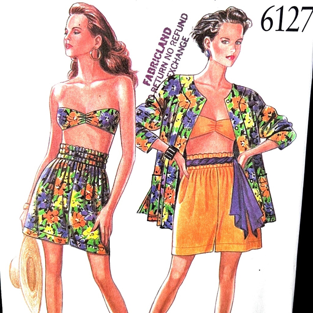 New Look Sewing Pattern Vintage Bikini Top Bandeau Shorts Jacket Sz 8 - 18 Uncut